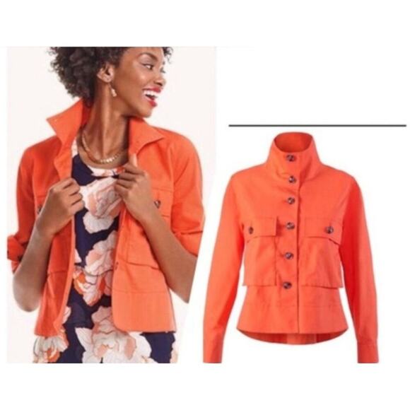 CAbi Resort swing jacket orange lightweight button front collar & pockets Sz S - Picture 11 of 11